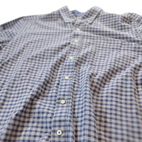 J.McLaughlin Modern Fit Gingham Check Button Down Shirt Blue Gray Mens Preppy XL - Picture 3 of 8